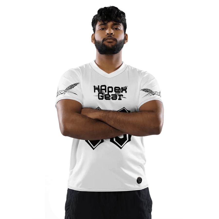 Recycled Unisex Sports Jersey - White - Mr I'm Not Important - Black HApex Gear Black Logo product image (5)