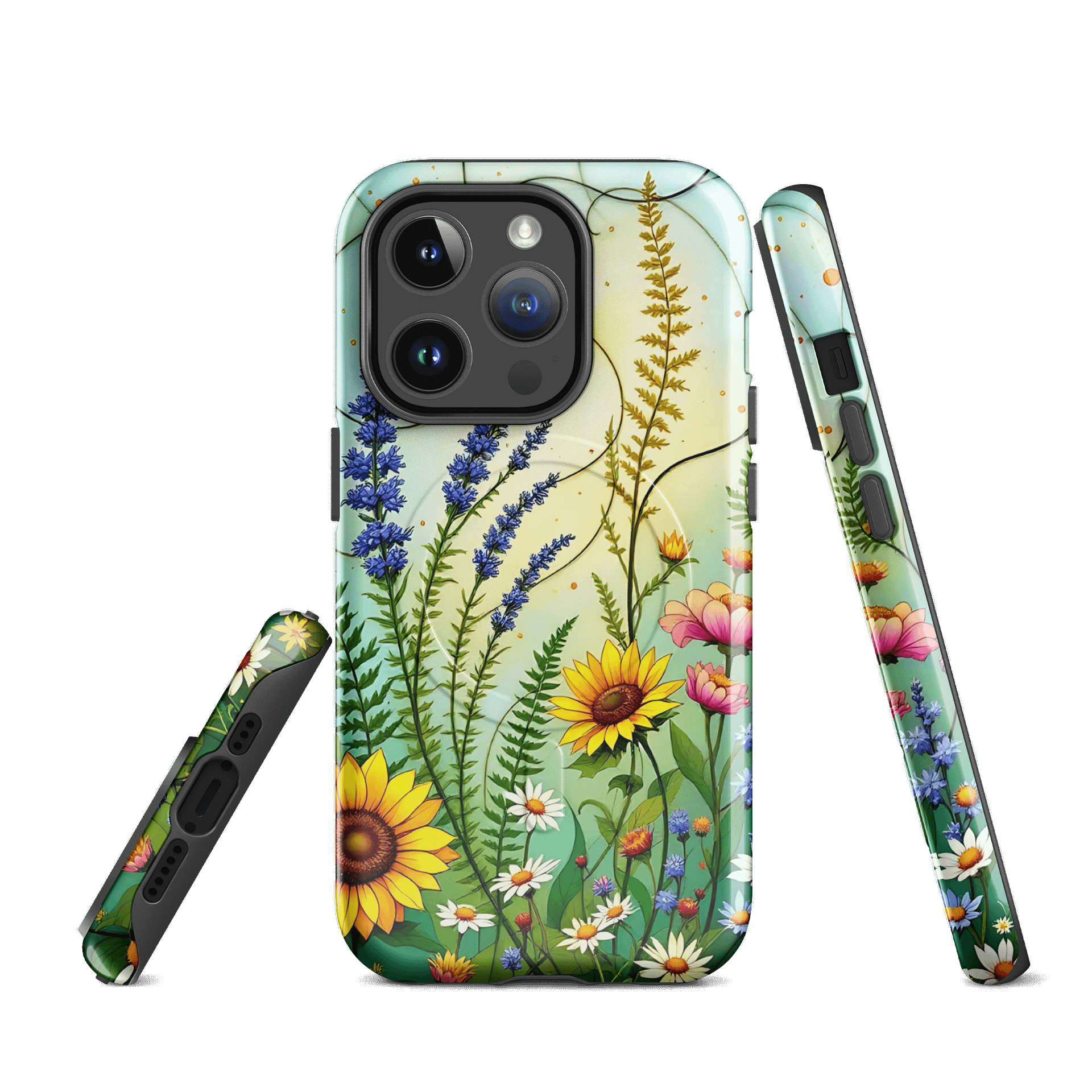 Floral Harmony MagSafe® iPhone Tough Case, MagSafe® iPhone® Tough Case, iPhone 14, iPhone 15, iPhone 16, Pro, Pro Max, Plus. product image (1)