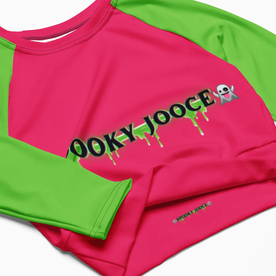 SPOOKY JOOCE Long Sleeve Crop Top - Hot Pink/Green product image (3)