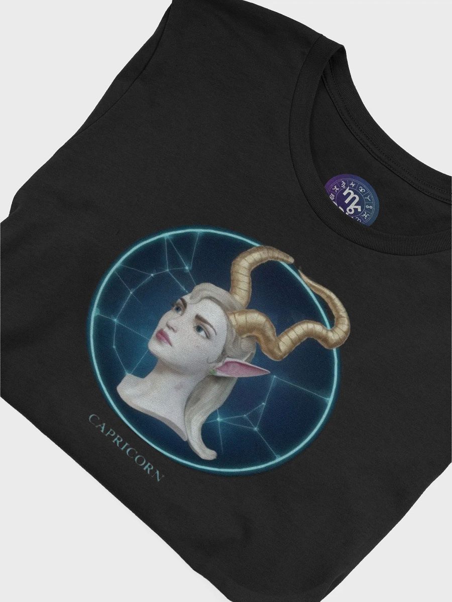 Exclusive Capricorn Zodiac T-Shirt - Unisex Astrology Gift with Ethereal Horned Figure and Cosmic Design product image (7)
