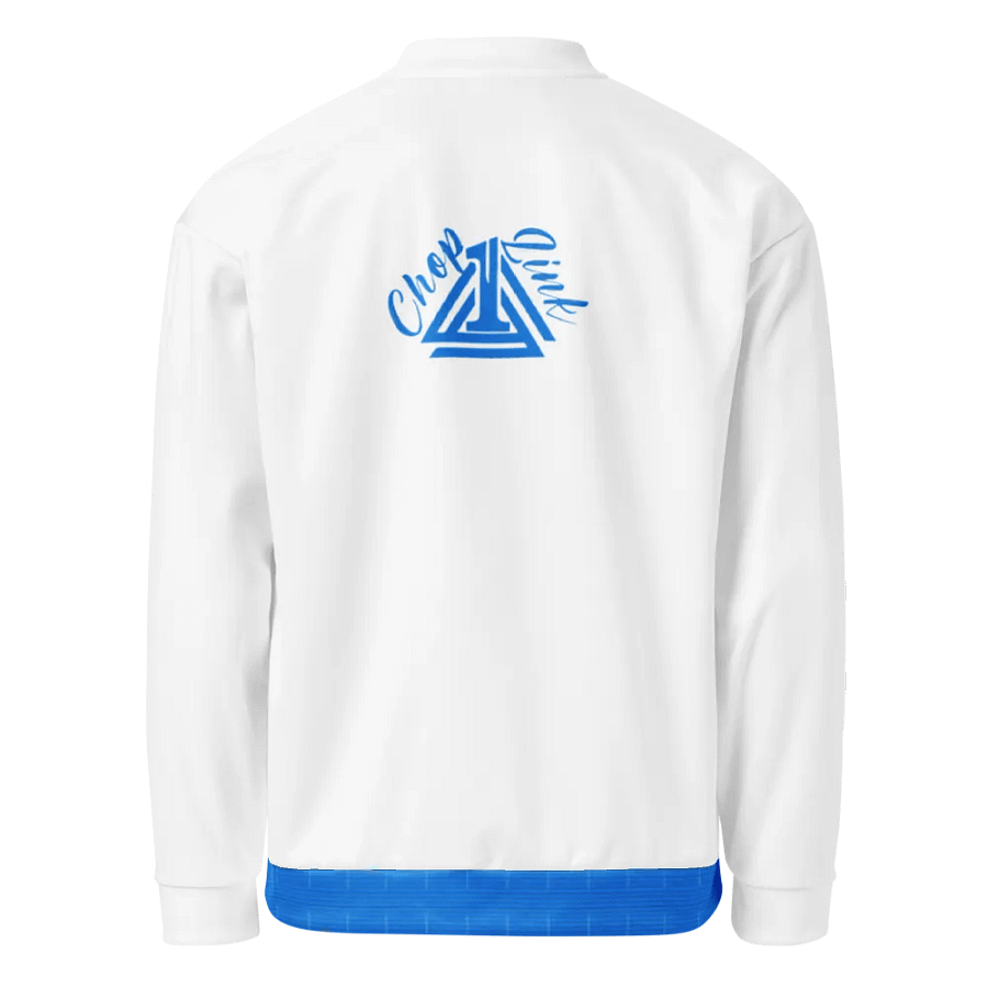 White and Aqua Blue Royalty Bomber Jacket product image (3)
