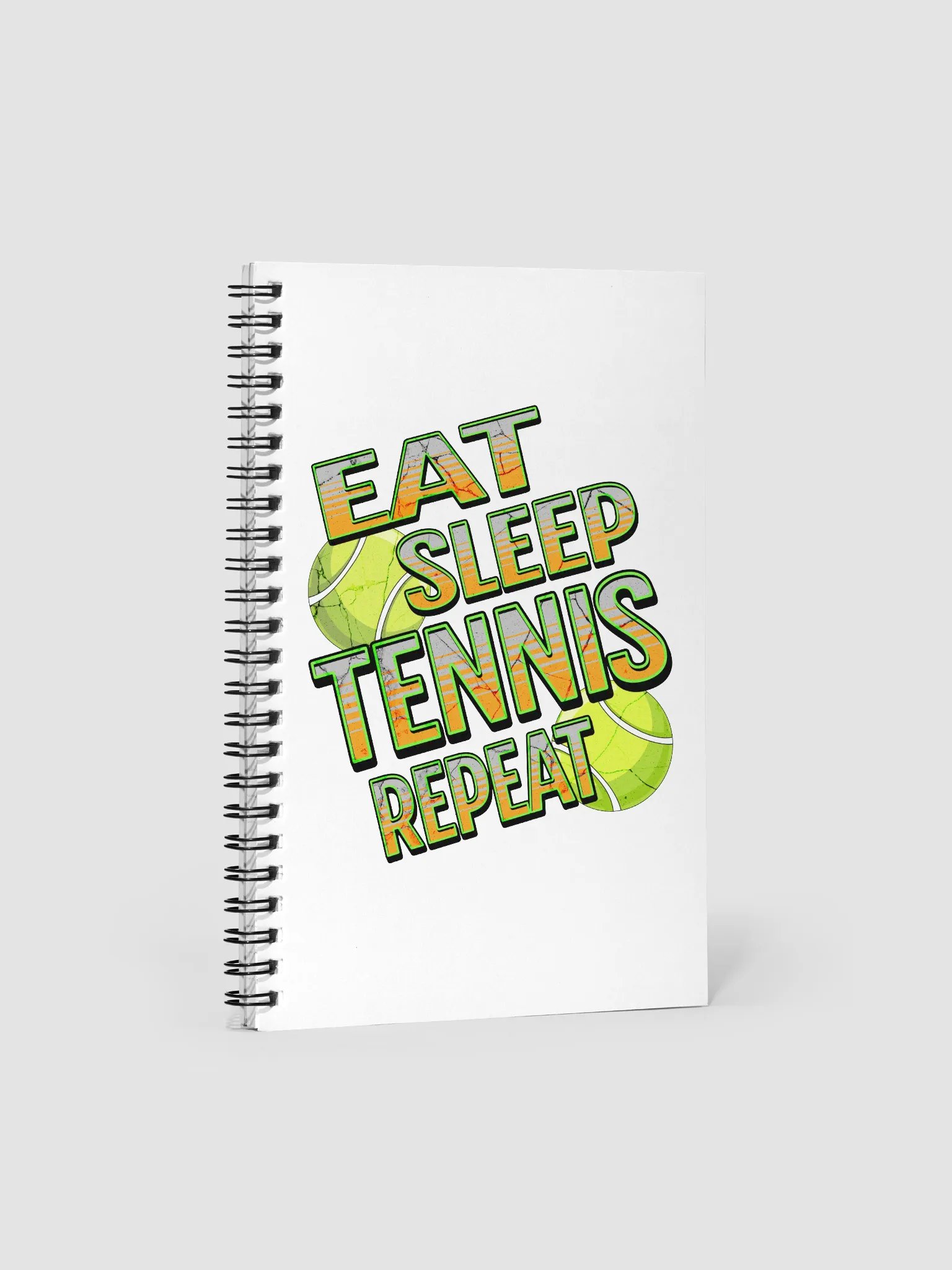 Eat Sleep Tennis Repeat Angle Ball Typography Spiral Notebook product image (2)