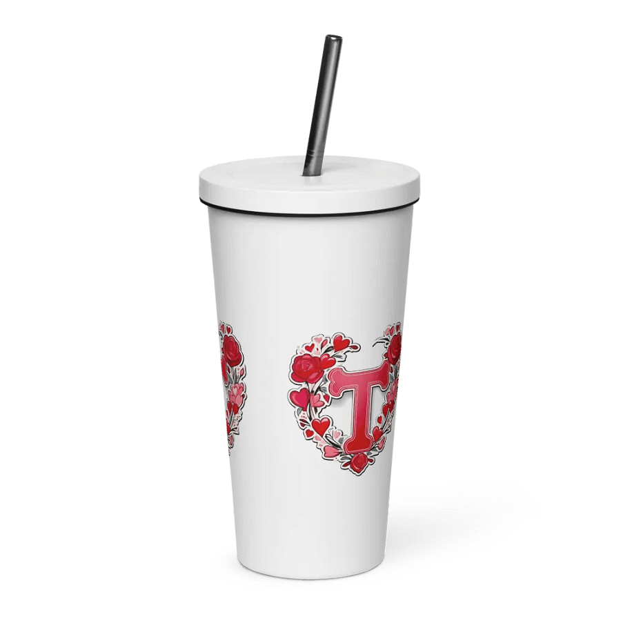 Valentine’s Monogram Letter T(1) White Tumbler product image (3)