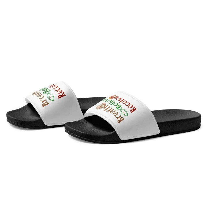 BREATHE BELIEVE RECIEVE MEN'S SLIDES, INSPIRATIONAL MOTIVATIONAL, SELF-AFFIRMATION, POSITIVE VIBES, GIFT IDEA product image (2)
