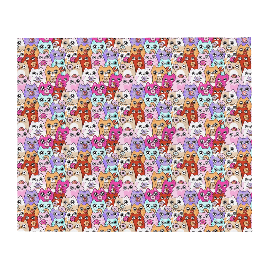 Whimsical Cat Faces and Doughnuts Throw Blanket product image (12)