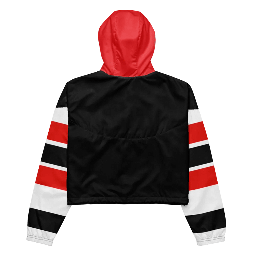 Red/Black/White Bent Lines Women's Cropped Jacket product image (8)