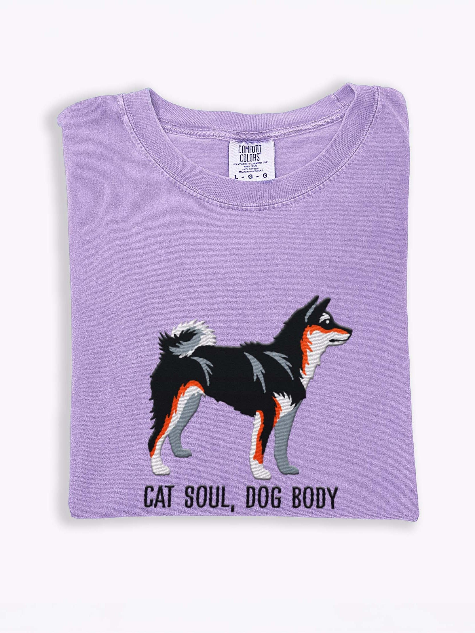 Cat Soul, Dog Body T-Shirt(Embroidered) of a Shiba Inu(Tricolor) product image (1)