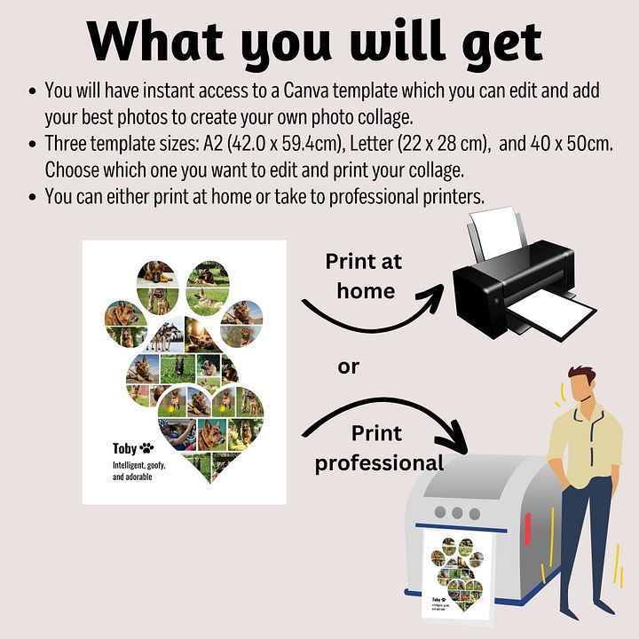 Pet Memorial Paw Heart Photo Collage Canva Template product image (2)