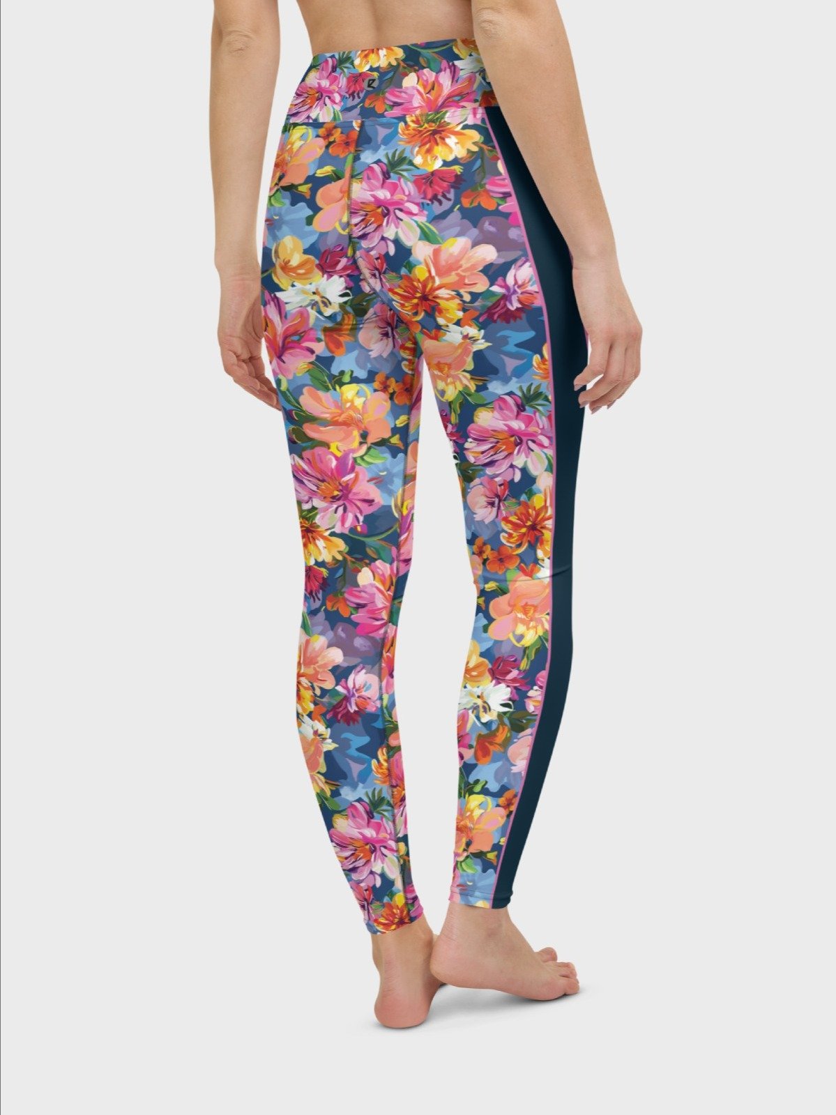 High-Waisted Leggings "Bold Abstract Florals" Mix Stripe product image (1)