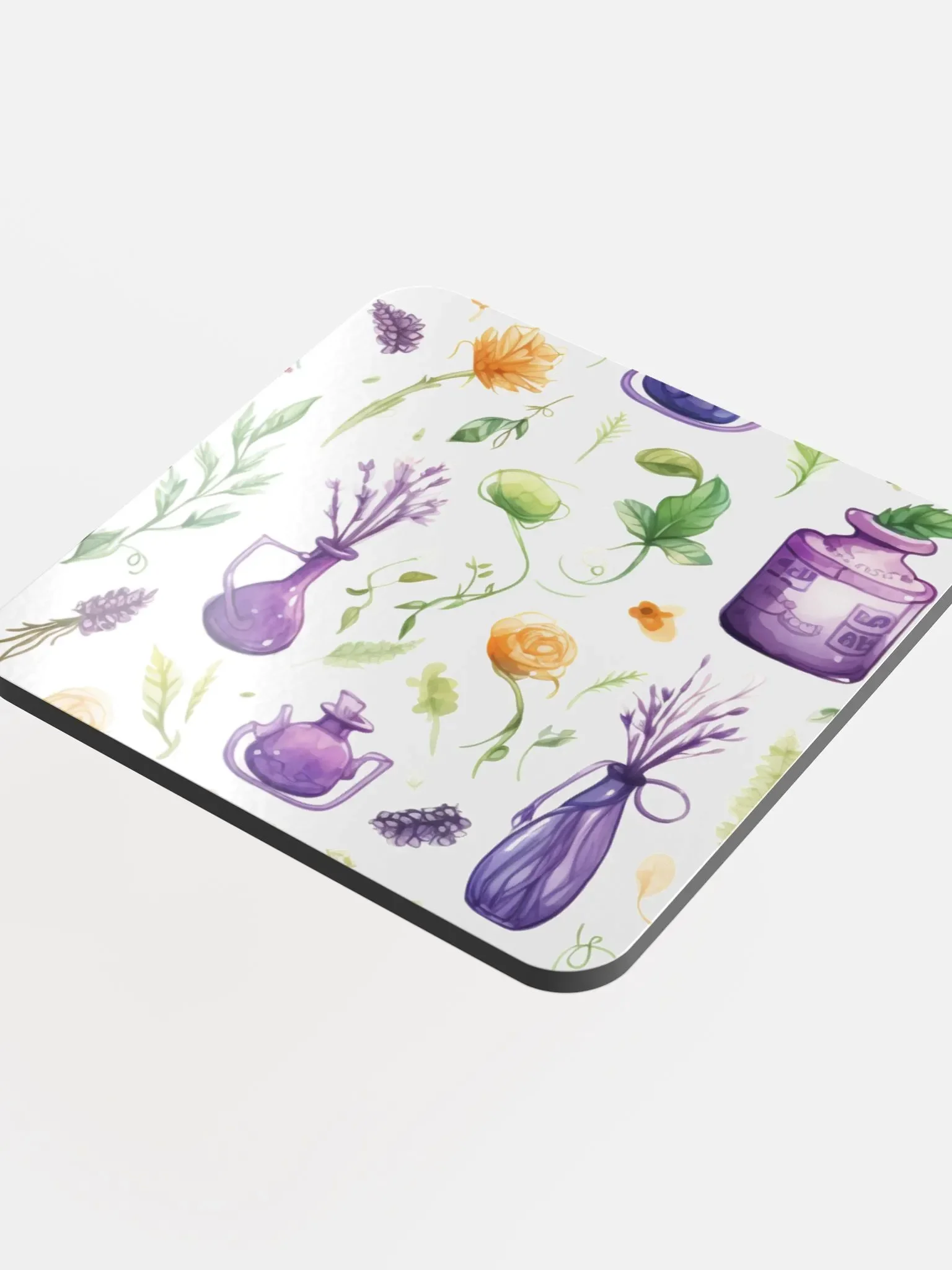 Glossed Cork Coaster 🟩 🟪 Fascinating Watercolor Pattern - Motif 3 product image (4)