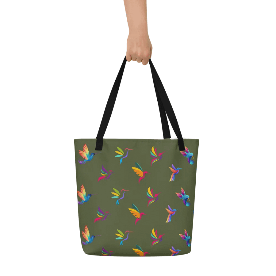 Rainbow Birds All-Over Tote Bag for hummingbird lovers product image (6)