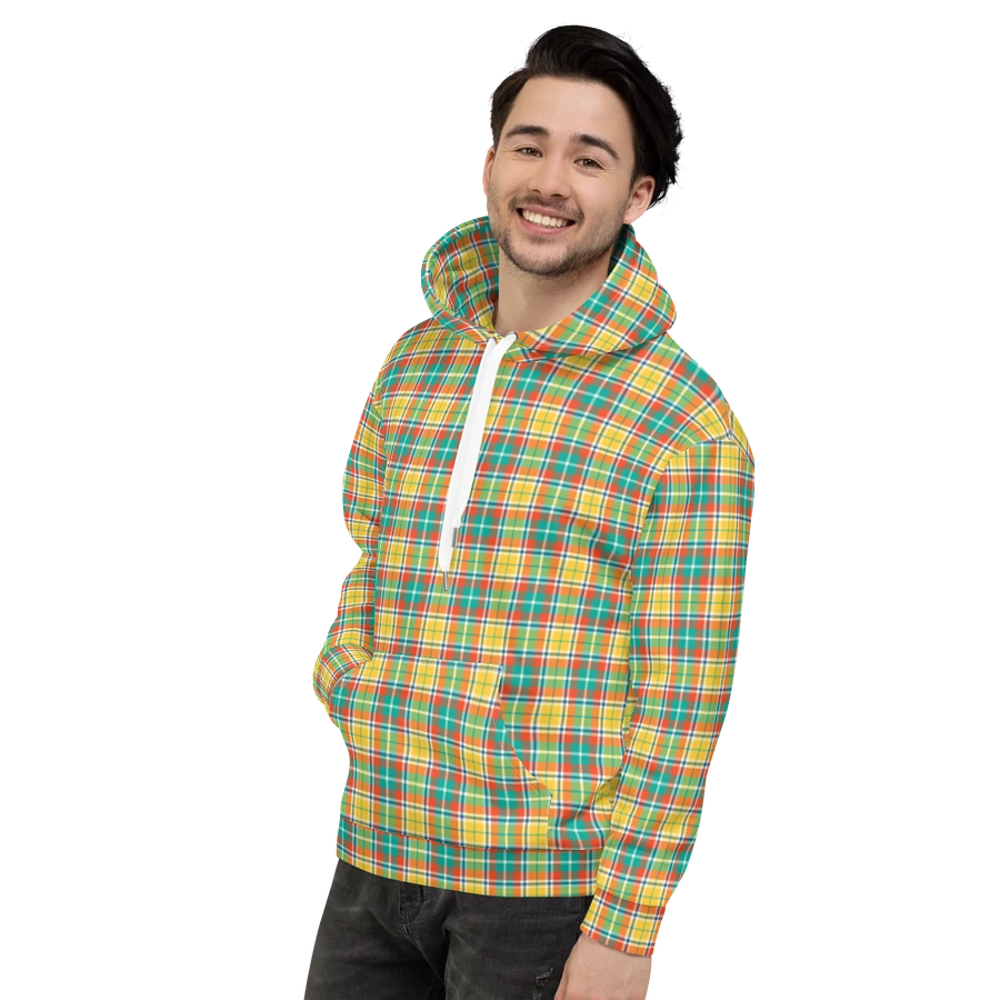 Yellow and Seafoam Green Plaid Hoodie product image (5)