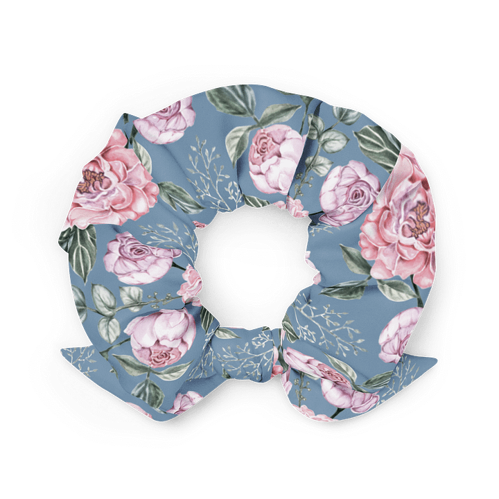 Peony Blue Floral All-Over Print Scrunchie with Bow Accent product image (2)