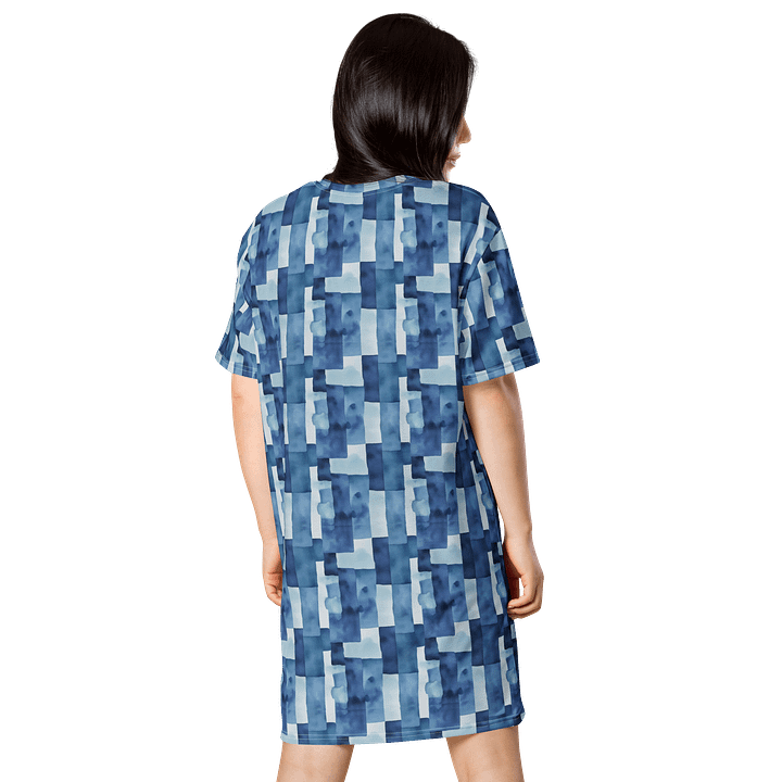 Blue Geometric Watercolor T-Shirt Dress product image (2)
