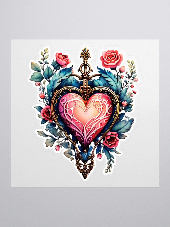 Whimsical Vintage Valentine’s Day Heart Sticker product image (1)