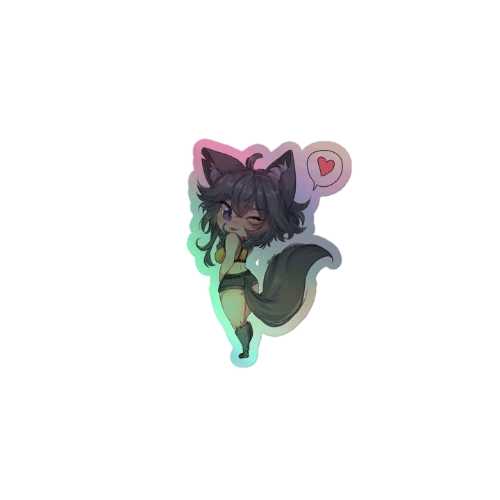 WolfcatRisi Flirty Chibi Holographic Sticker product image (1)