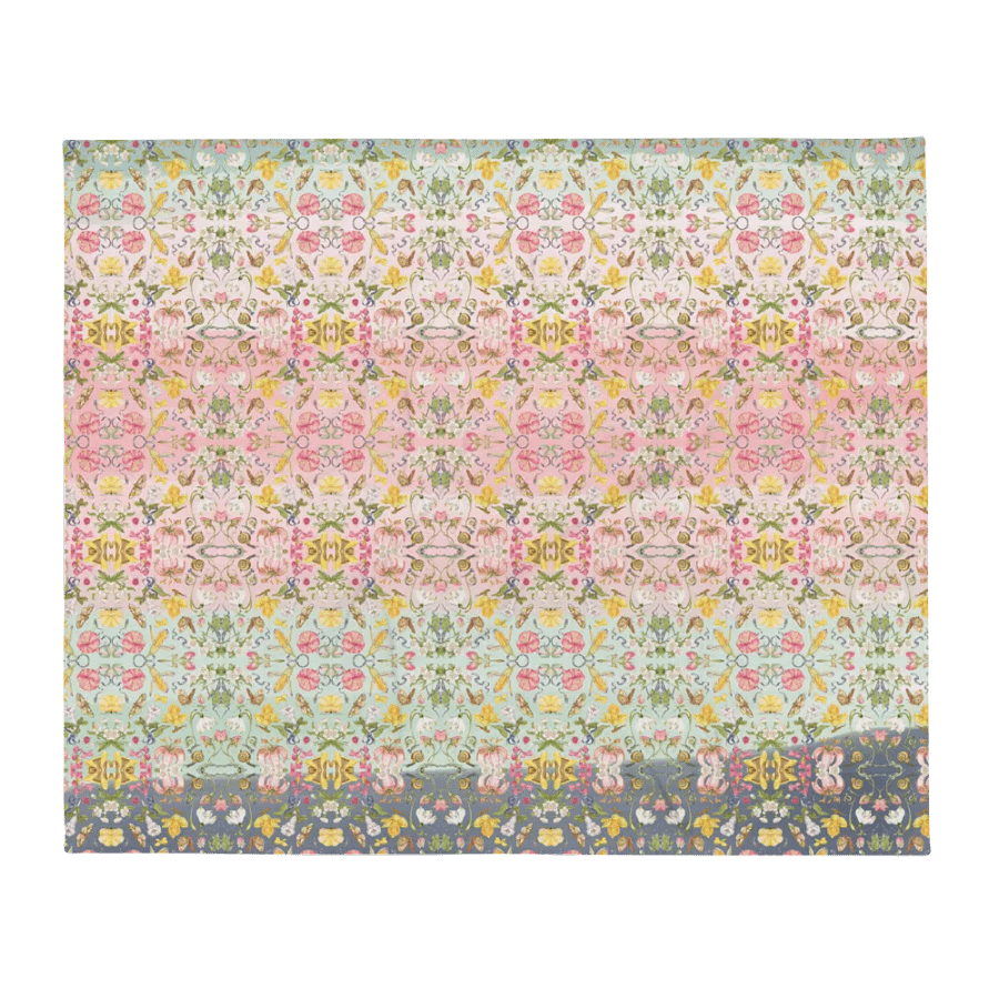 Exotic Blooming Floral Butterfly Pink/Mint Stripe Throw Blanket product image (3)