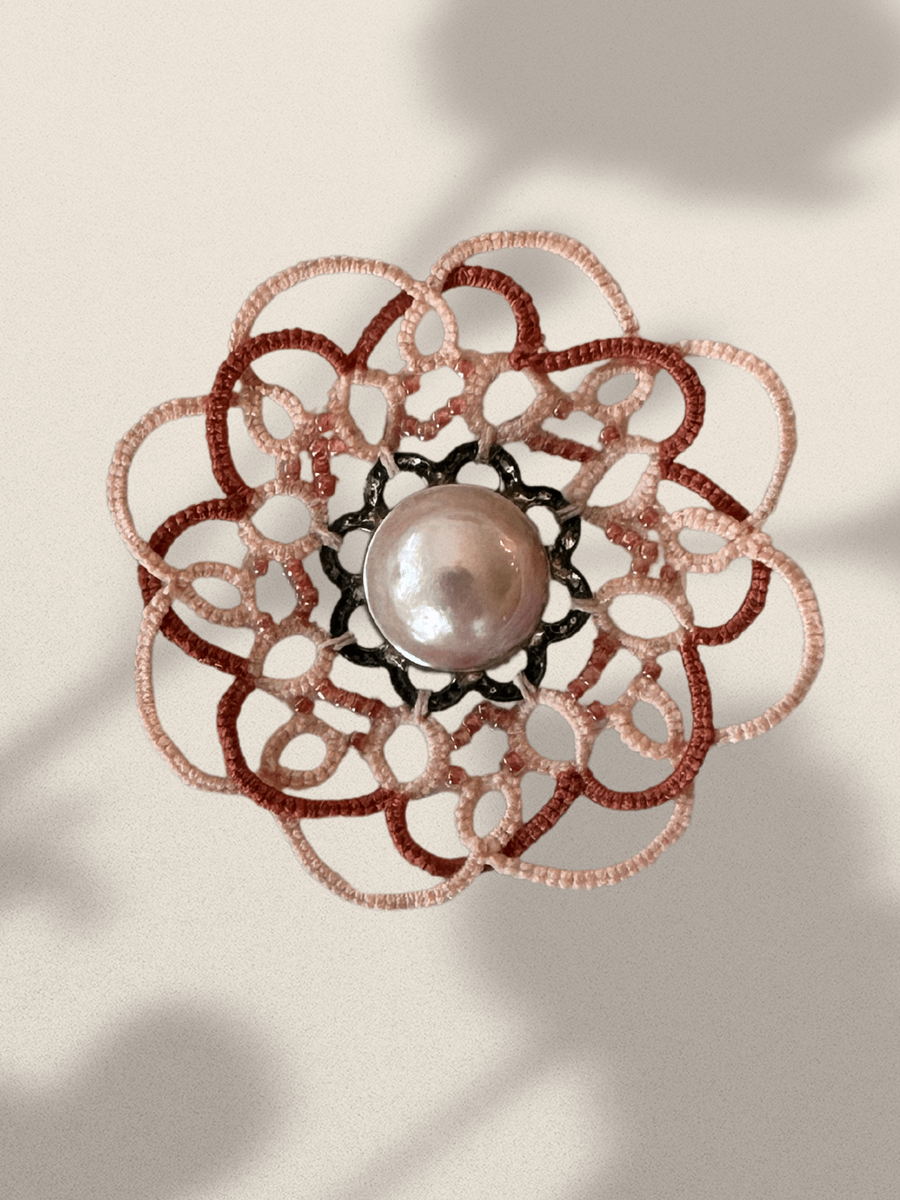 Lace Brooch with Genuine Antique Pearl Centerpiece product image (2)