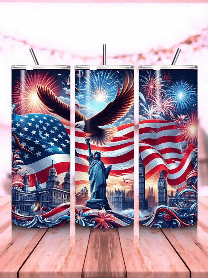 Patriotic Americana Tumbler Wrap – 20oz Skinny Watercolor 4th of July Sublimation PNG – Perfect for Gifts & Print-on-Demand – Instant Digital Download – High-Resolution 300 DPI product image (1)
