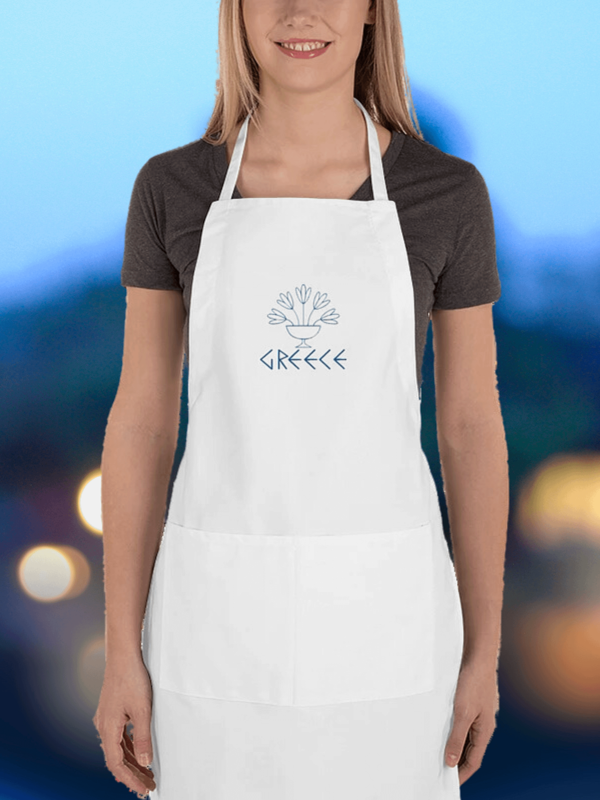 Classic Greek Elegance: Embroidered Cooking Apron product image (4)