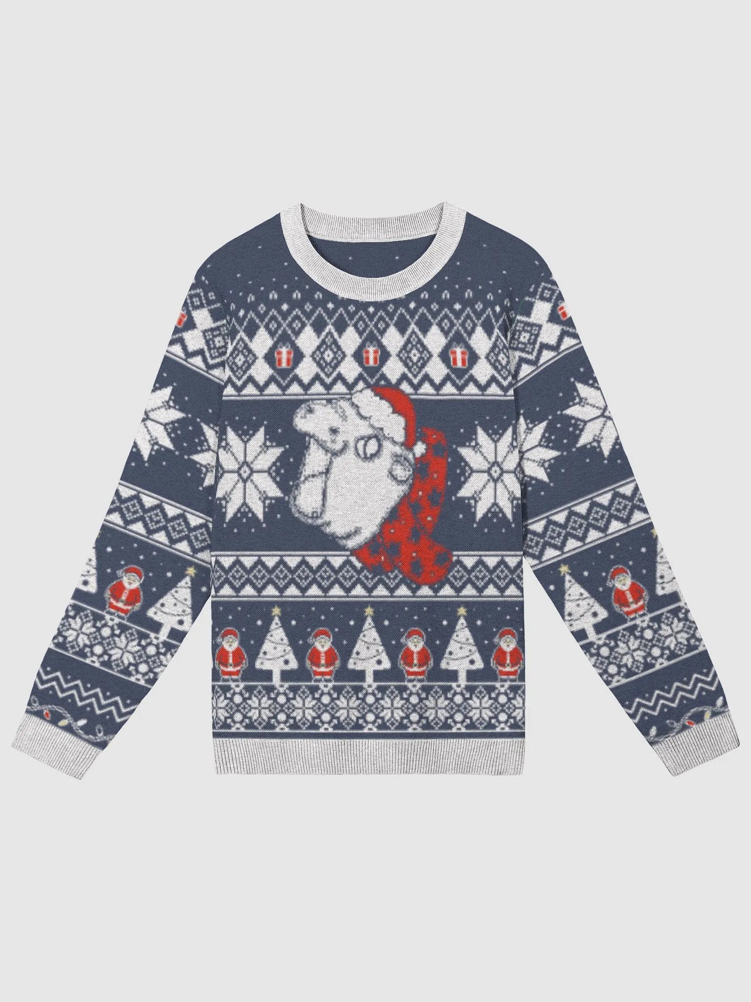 MOODENG'S CHRISTMAS KNITTED CREWNECK SWEATER! product image (1)