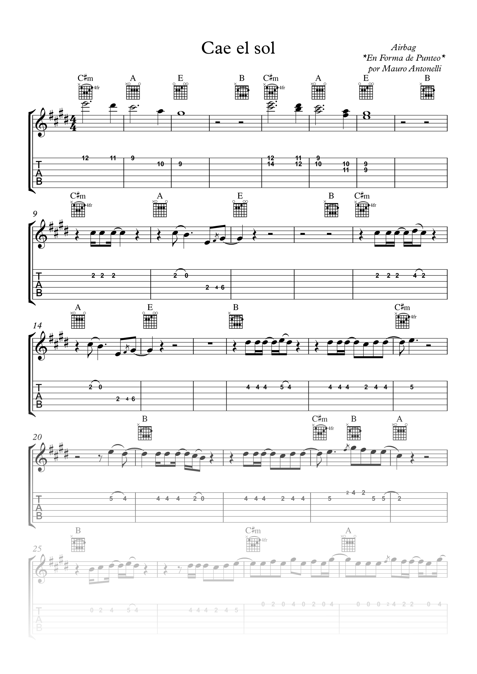 Cae el sol - Partitura + Tabs + Acordes + Pista product image (1)