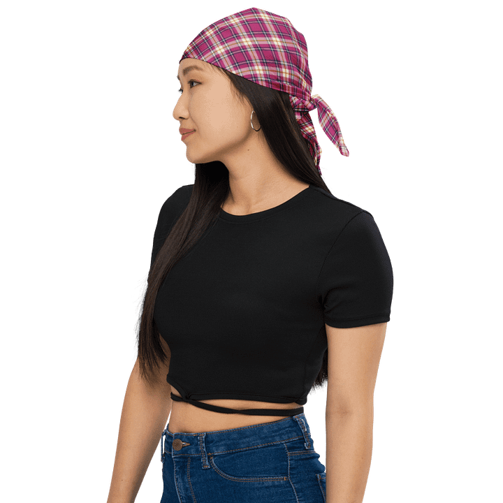 Hot Pink and Navy Plaid Bandana product image (1)