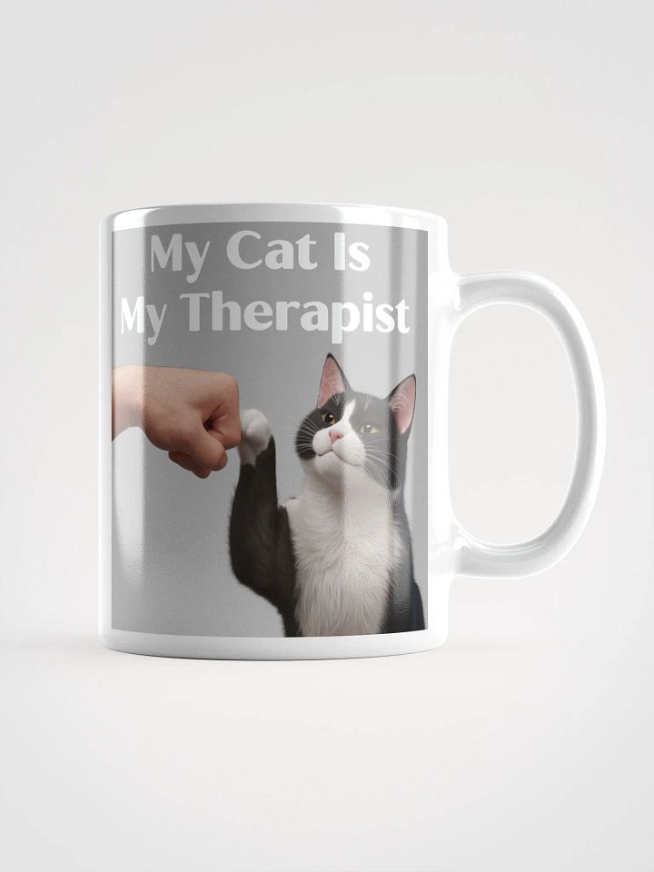 'MY CAT IS MY THERAPIST' Fist Bump #Statement Glossy Mug - White product image (1)