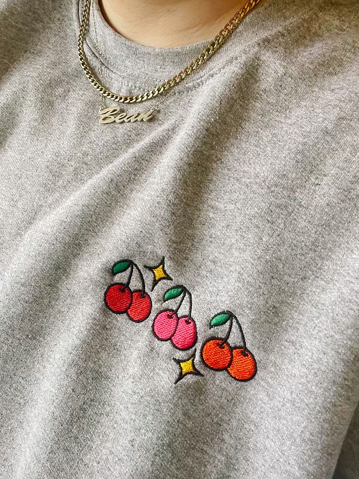 sparkle cherries embroidered crewneck product image (1)