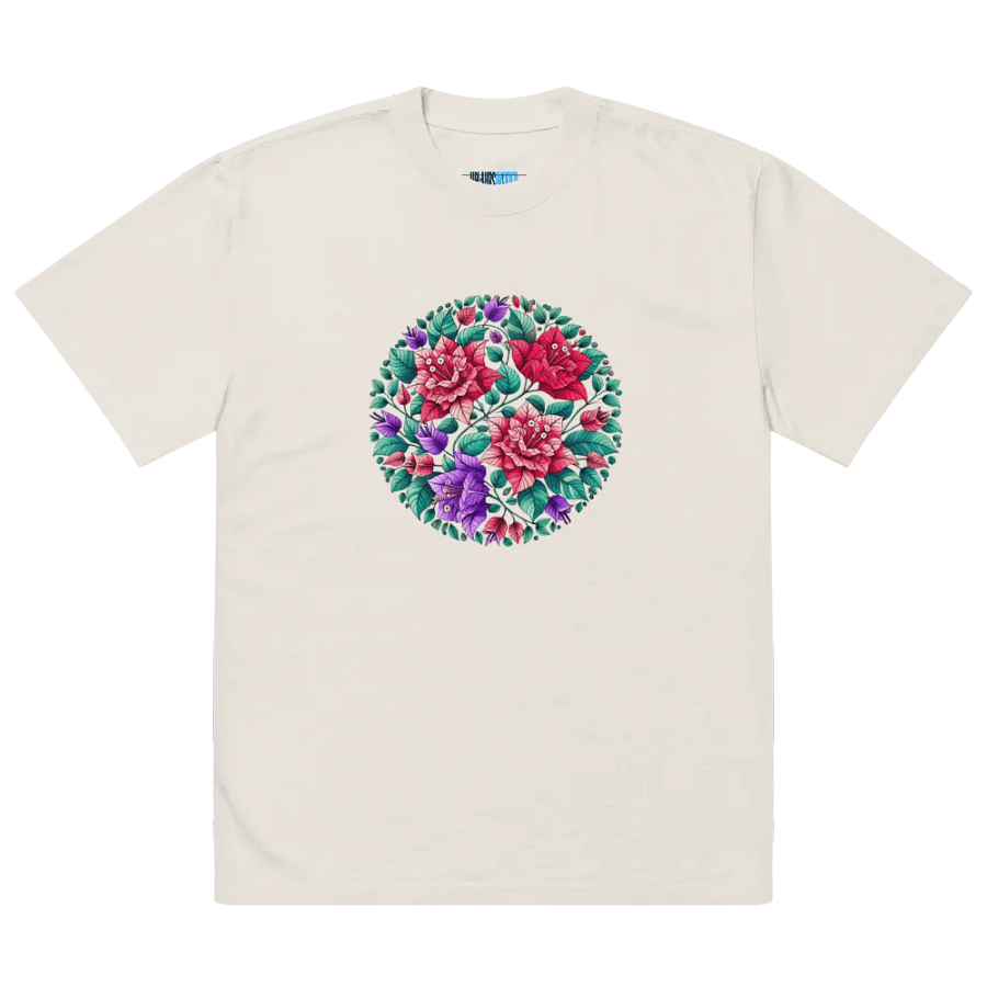 Symmetrical Floral Harmony Oversized T-Shirt | AI Design Bougainvillea Flower product image (2)