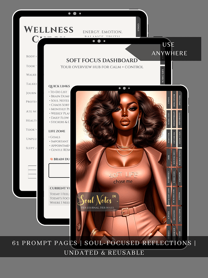 Soft Focus™ Digital Planner + Soul Notes System (24 Tabs + Bonus Covers) product image (2)