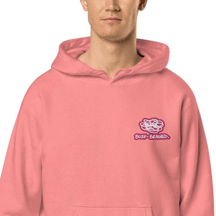 BUSY-BRAINED (L.C. pink bubble design 2) embroidered pigment hoodie product image (1)