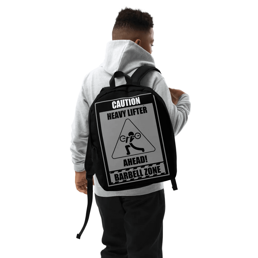 Caution Heavy Lifter Ahead Barbell Zone Backpack product image (8)