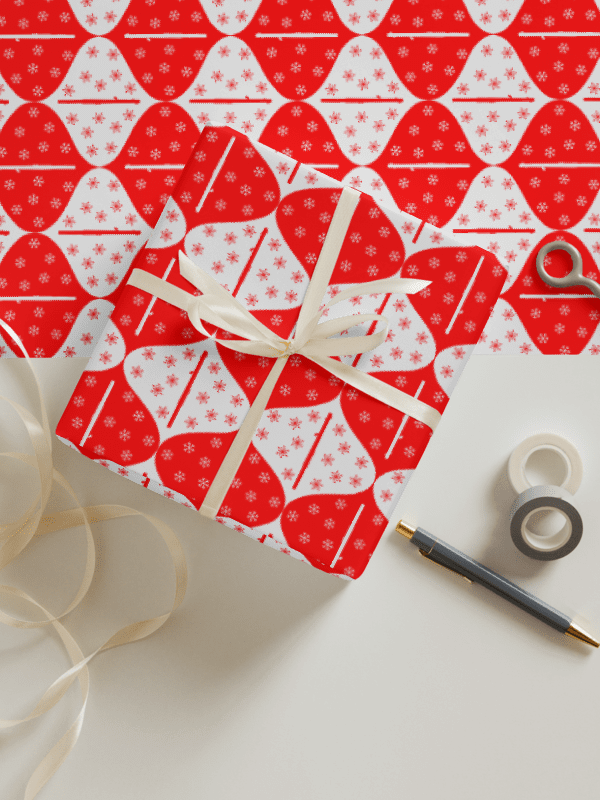 Flutes and Snowflakes - Piccolo - Red Gift Wrap Paper product image (2)