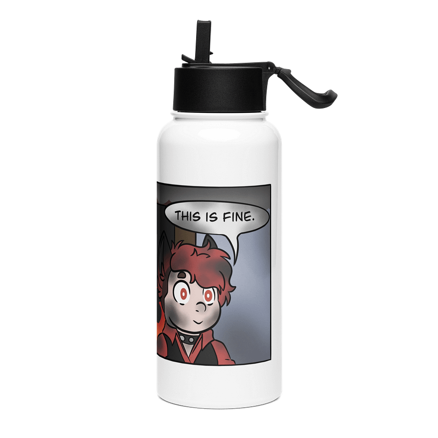Stainless Steel Water Bottle with a Straw Lid - This Is Fine Meme product image (3)