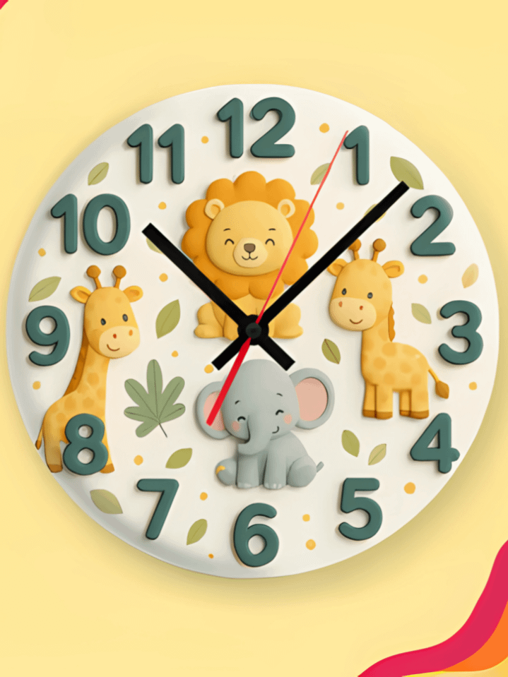 Jungle Friends Wall Clock PNG – Playful Wild Animal Theme Design for Kids – Perfect for Sublimation – High-Quality 300 DPI Instant Digital Download product image (1)