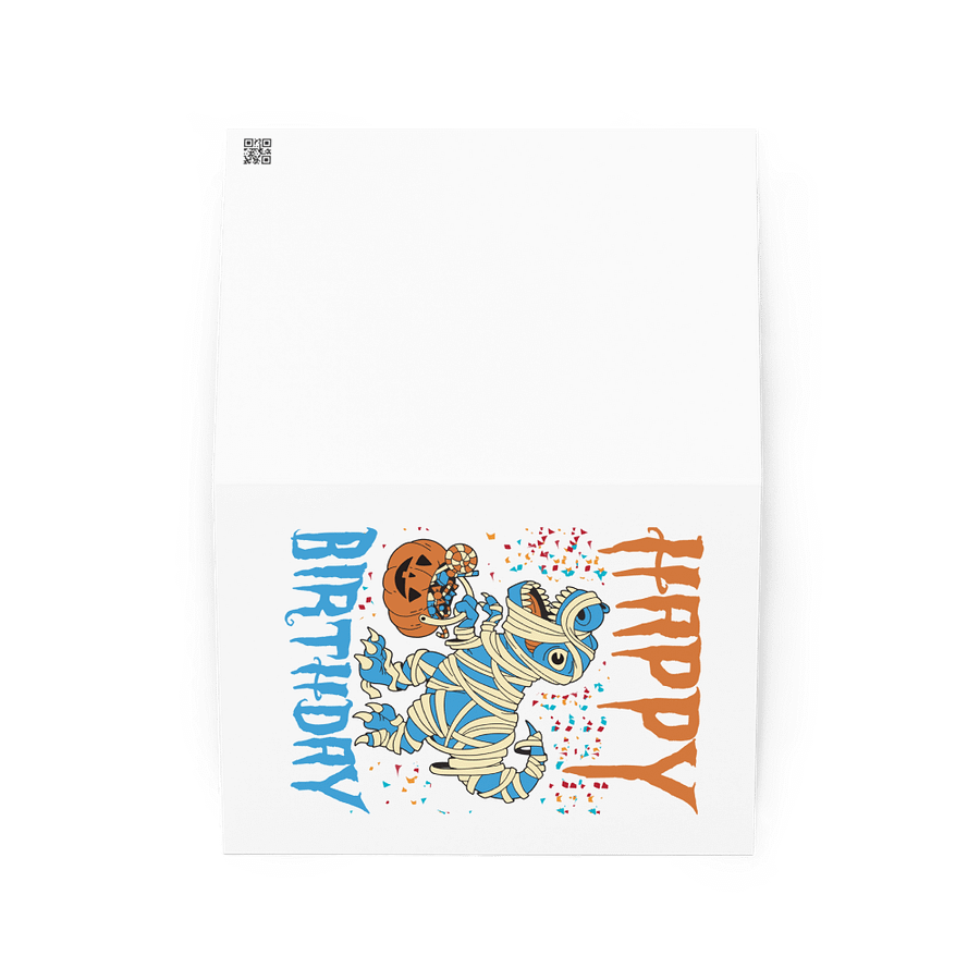 Happy Birthday (Dinosaur Mummy Halloween) Birthday Card 5" x 7" product image (2)
