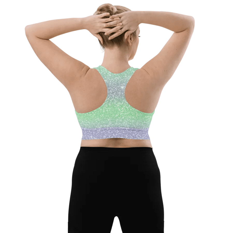 Glitter Unicorn Texture Design Longline Sports Bra - 2 product image (7)