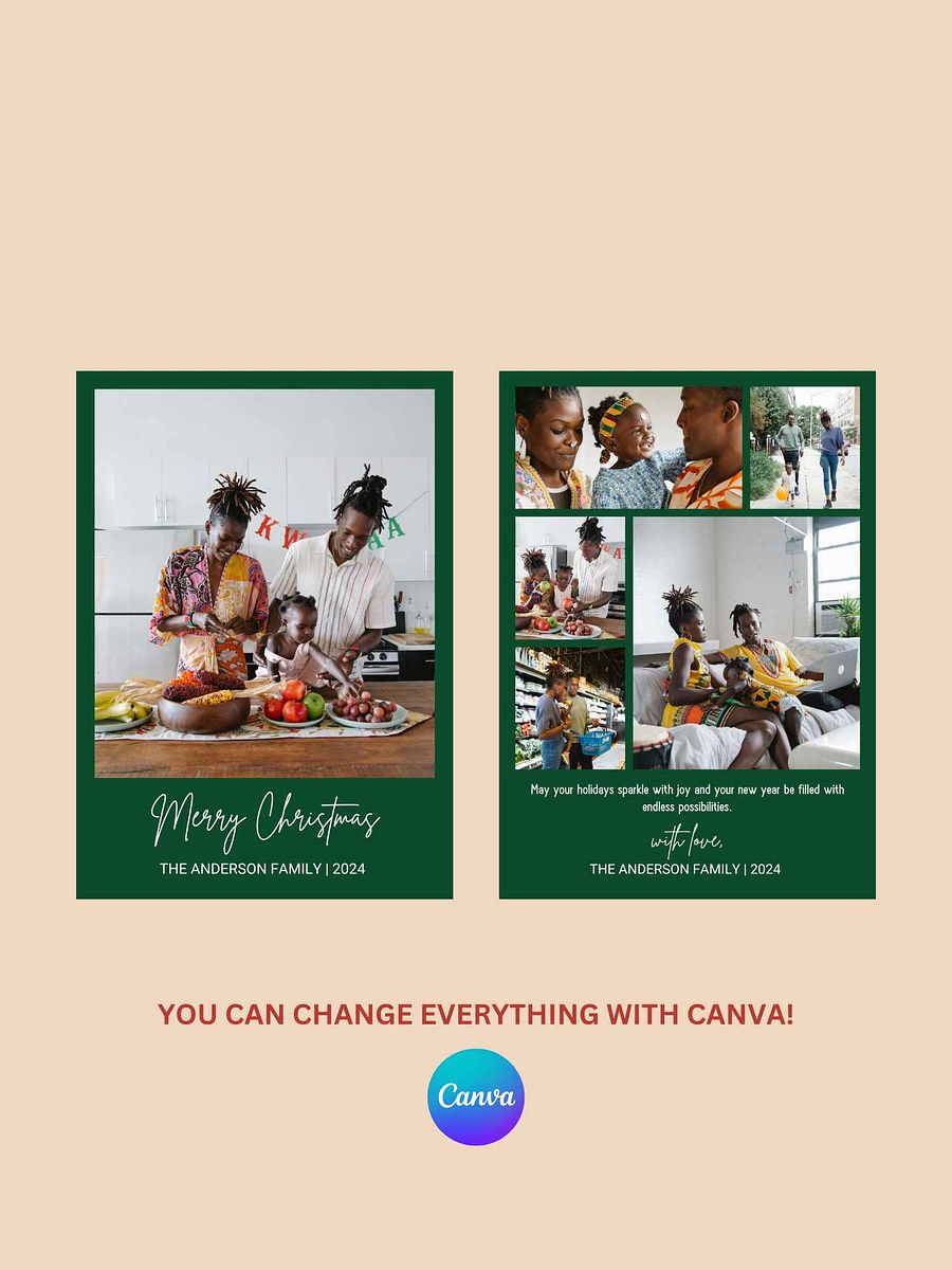 Modern Minimalist Photo Collage Holiday Card | Digital Canva Template product image (5)