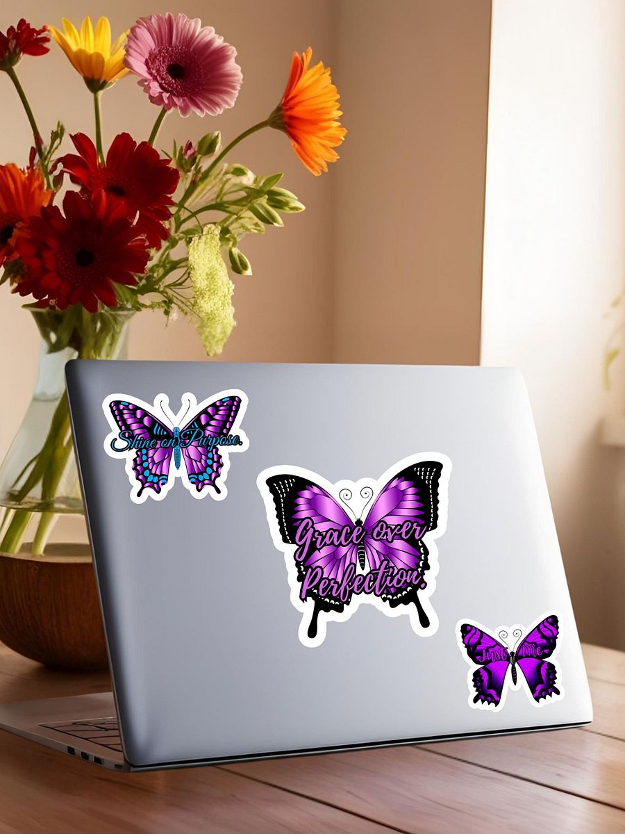 Just Me – Purple Butterfly Inspirational Quote Sticker product image (10)