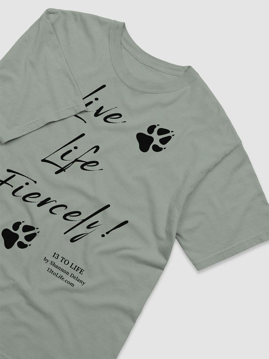 Live Life Fiercely – 13 TO LIFE Paw Print T-shirt – Black Print on Color product image (3)