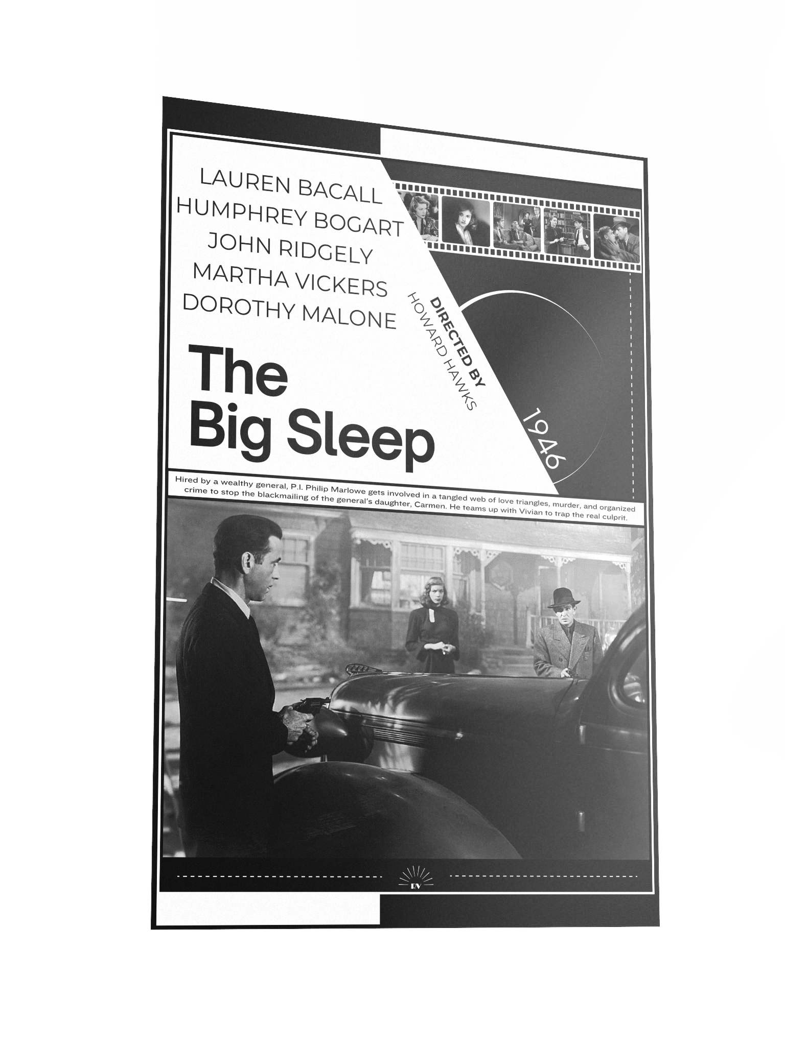 The Big Sleep with Humphrey Bogart and Lauren Bacall 1946 | Movie Poster | 12x18 Wall Art product image (2)