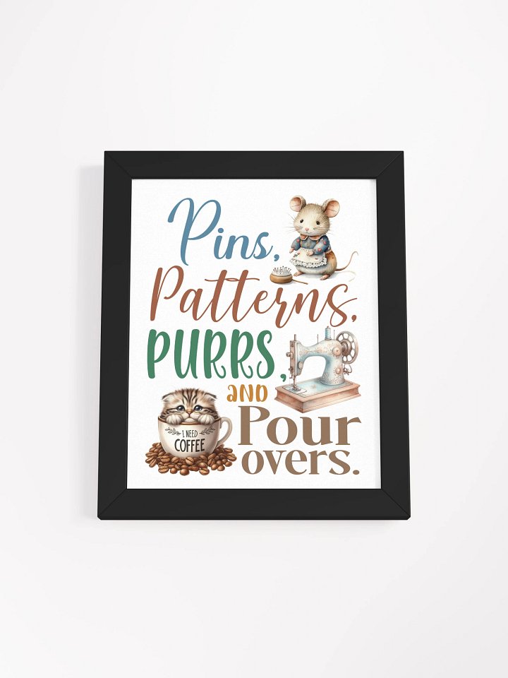 Whimsical Pins Patterns Purrs Framed Poster product image (1)