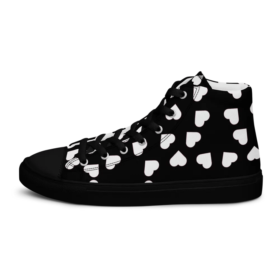 Love Pattern 5 Black and White Ladies High Top Canvas Shoes product image (12)