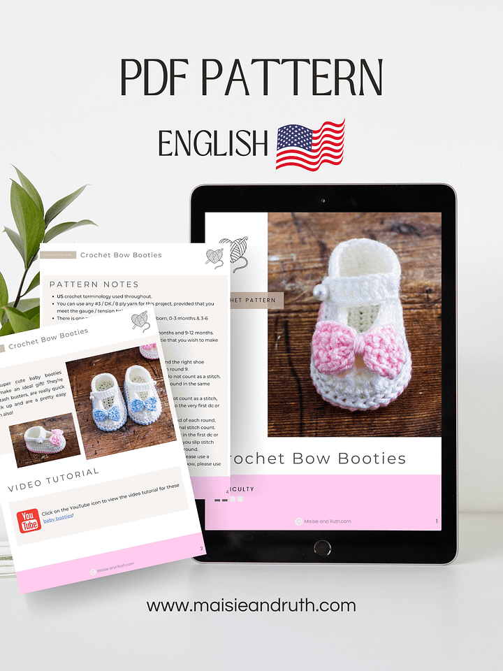 Crochet Pattern: Sweet Baby Shoes (with Bow) product image (2)