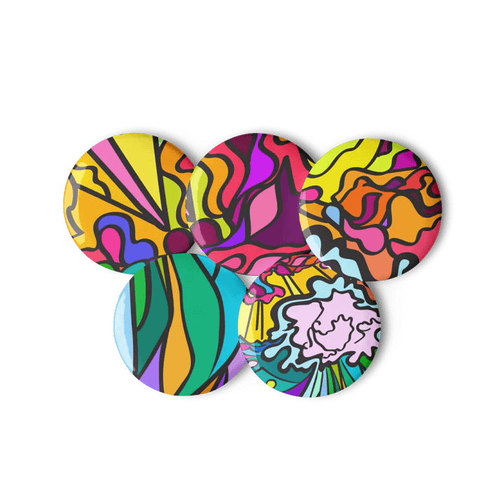 Vibrant Abstract Button Set – Wave at Sunset product image (2)