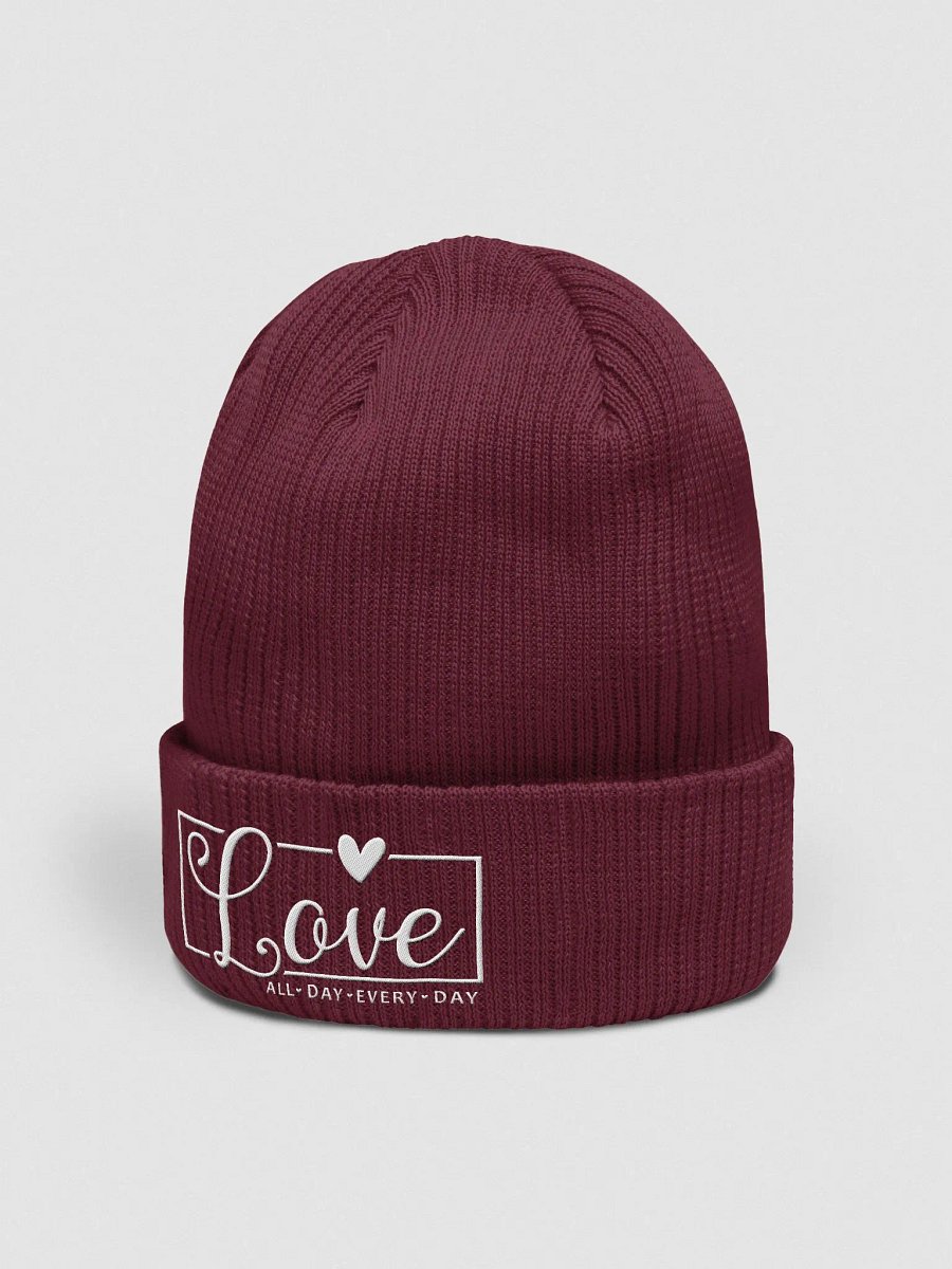 Love All Day Every Day Embroidered Organic Cotton Ribbed Beanie product image (2)