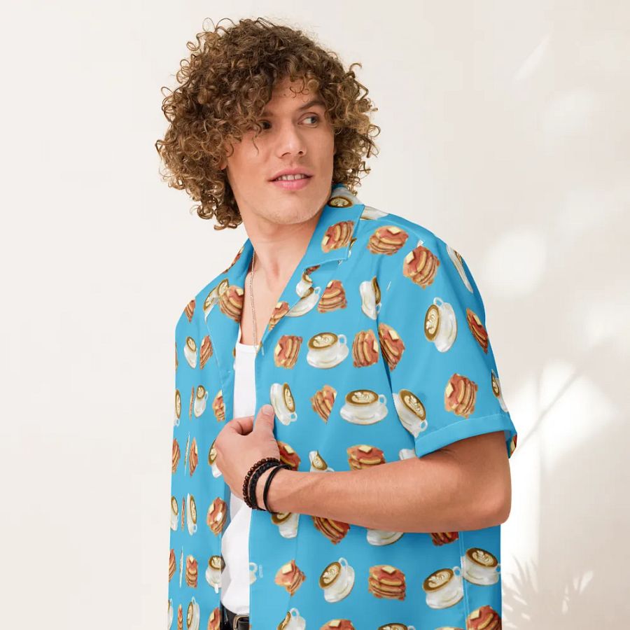 Breakfast Tea Time Coffee Cafe Latte Pancake Hawaiian Shirt product image (7)