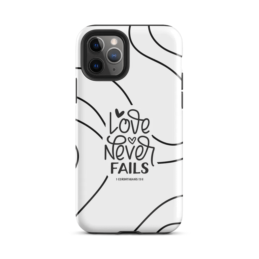 'Love Never Fails' Black Swirls iPhone® Tough Case product image (1)