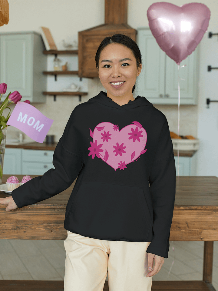 Pink Floral Heart Eco Hoodie product image (2)